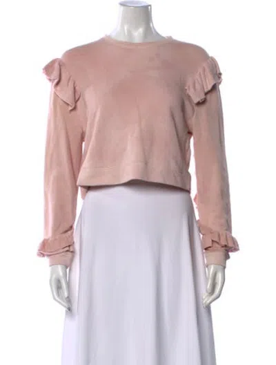 Pre-owned Loveshackfancy Crew Neck Long Sleeve Sweatshirt In Pink
