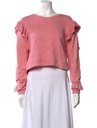 Pre-owned Loveshackfancy Crew Neck Long Sleeve Sweatshirt In Pink