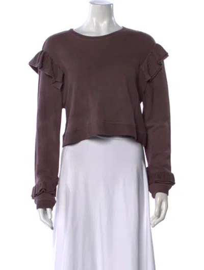 Pre-owned Loveshackfancy Crew Neck Long Sleeve Sweatshirt In Purple