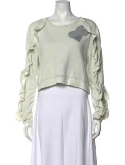 Pre-owned Loveshackfancy Crew Neck Long Sleeve Sweatshirt W/ Tags In Green
