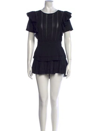 Pre-owned Loveshackfancy Crew Neck Mini Dress In Black