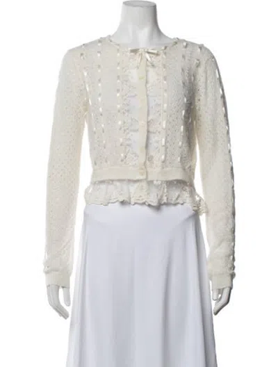 Pre-owned Loveshackfancy Crew Neck Sweater In White