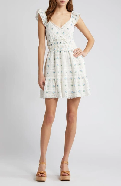Loveshackfancy Finny Embroidered Floral Cotton Minidress In Icy Breeze