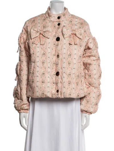 Pre-owned Loveshackfancy Floral Print Jacket In Pink