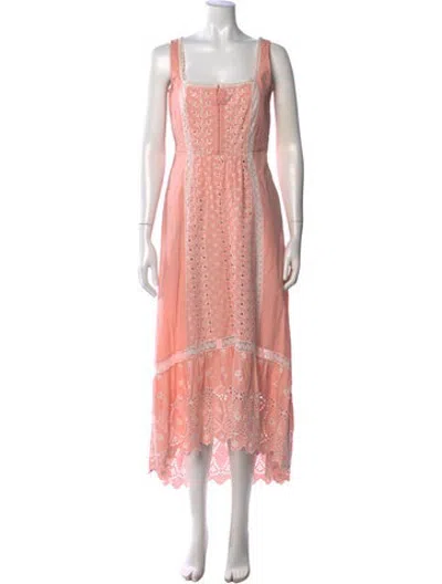 Pre-owned Loveshackfancy Floral Print Long Dress In Pink
