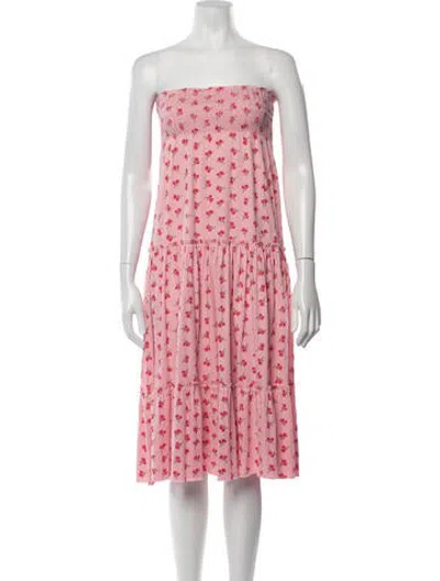 Pre-owned Loveshackfancy Floral Print Midi Length Dress In Pink