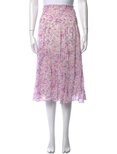 Pre-owned Loveshackfancy Floral Print Midi Length Skirt In Purple