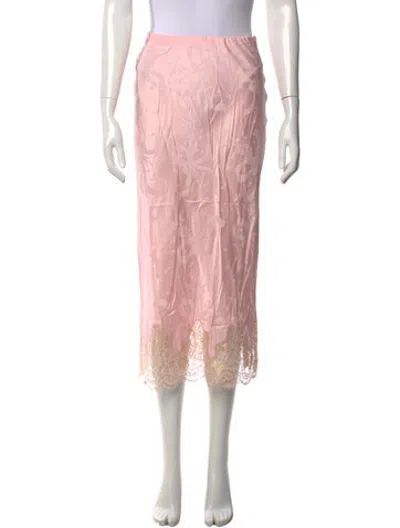 Pre-owned Loveshackfancy Floral Print Midi Length Skirt W/ Tags In Pink