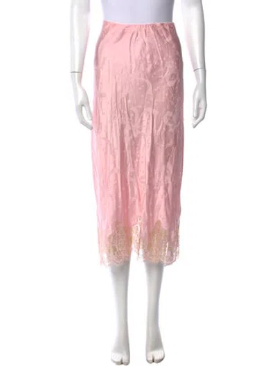 Pre-owned Loveshackfancy Floral Print Midi Length Skirt W/ Tags In Pink