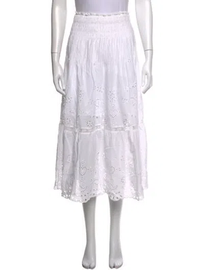 Pre-owned Loveshackfancy Floral Print Midi Length Skirt In White