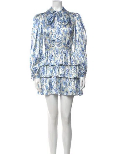 Pre-owned Loveshackfancy Floral Print Mini Dress In Blue/neutrals