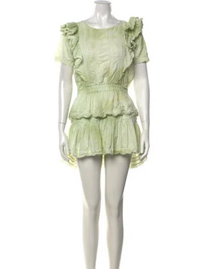 Pre-owned Loveshackfancy Floral Print Mini Dress In Green