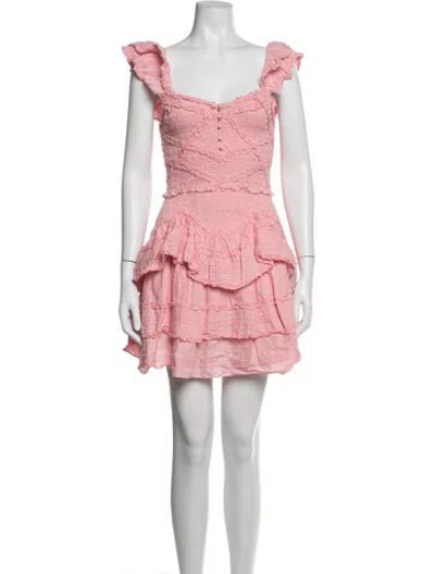 Pre-owned Loveshackfancy Floral Print Mini Dress In Pink