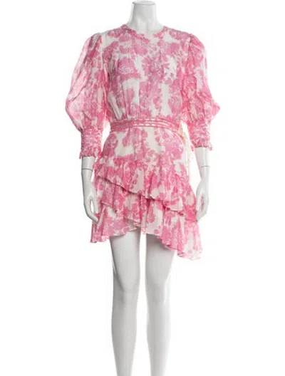 Pre-owned Loveshackfancy Floral Print Mini Dress In Pink