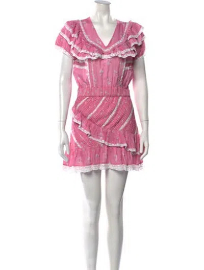 Pre-owned Loveshackfancy Floral Print Mini Dress In Pink