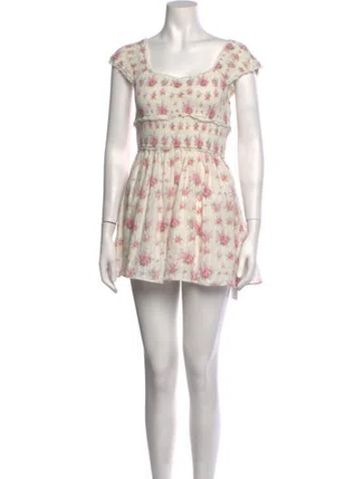 Pre-owned Loveshackfancy Floral Print Mini Dress In Pink