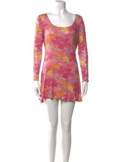 Pre-owned Loveshackfancy Floral Print Mini Dress In Pink