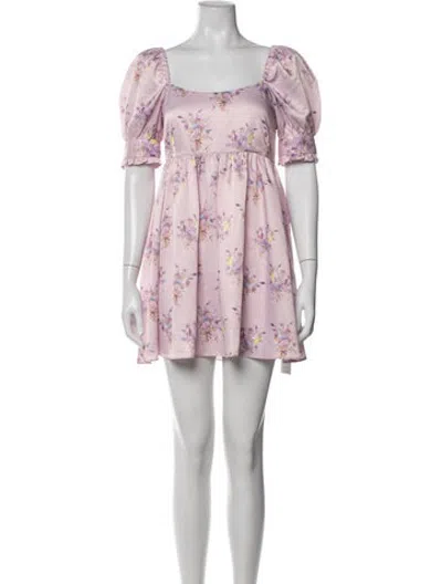 Pre-owned Loveshackfancy Floral Print Mini Dress In Purple