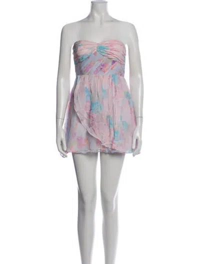 Pre-owned Loveshackfancy Floral Print Mini Dress In White