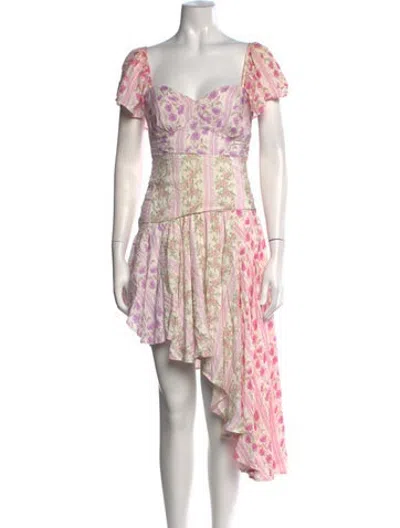 Pre-owned Loveshackfancy Floral Print Mini Dress In White
