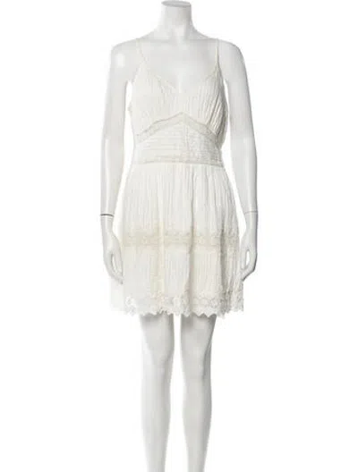 Pre-owned Loveshackfancy Floral Print Mini Dress In White