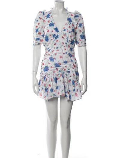 Pre-owned Loveshackfancy Floral Print Mini Dress In White