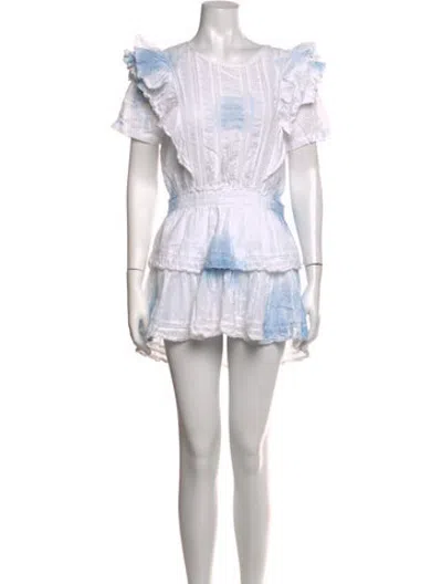 Pre-owned Loveshackfancy Floral Print Mini Dress In White