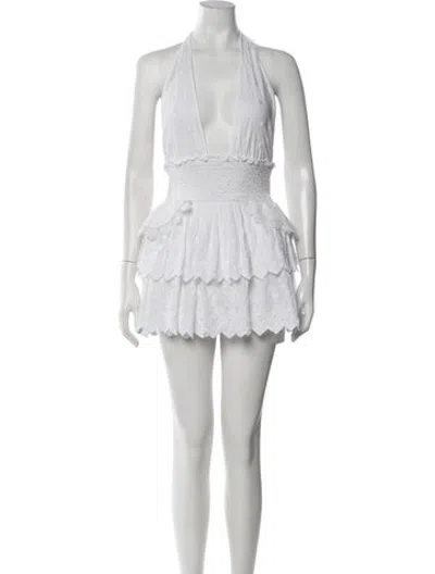 Pre-owned Loveshackfancy Floral Print Mini Dress In White