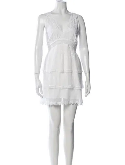 Pre-owned Loveshackfancy Floral Print Mini Dress In White