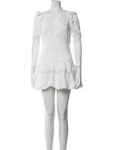 Pre-owned Loveshackfancy Floral Print Mini Dress In White