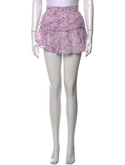 Pre-owned Loveshackfancy Floral Print Mini Skirt In Purple