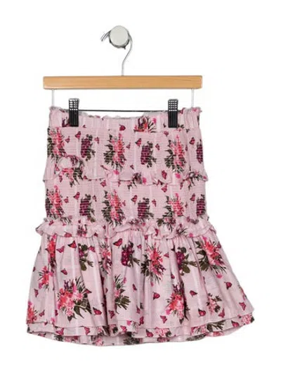 Pre-owned Loveshackfancy Kids' Girls' Ruffled Ruched Skirt In Pink