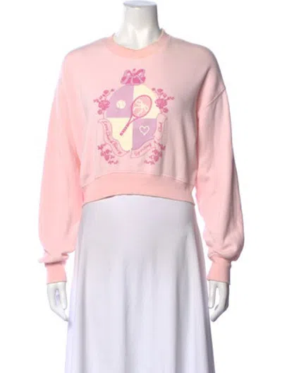 Pre-owned Loveshackfancy Graphic Print Crew Neck Sweatshirt In Pink