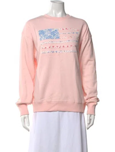 Pre-owned Loveshackfancy Graphic Print Crew Neck Sweatshirt W/ Tags In Pink