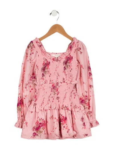 Pre-owned Loveshackfancy Kids Girls Floral Print Dress In Pink