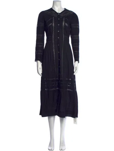 Pre-owned Loveshackfancy Lace Pattern Long Dress In Blue