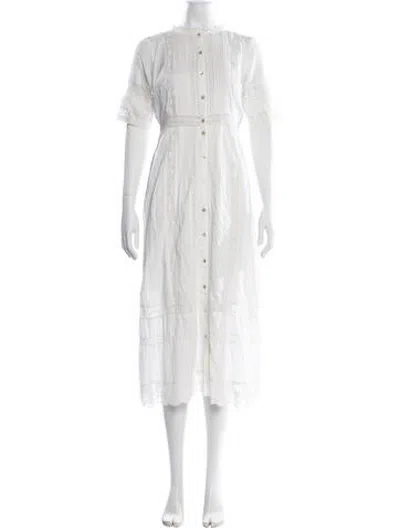 Pre-owned Loveshackfancy Lace Pattern Midi Length Dress In Neutrals