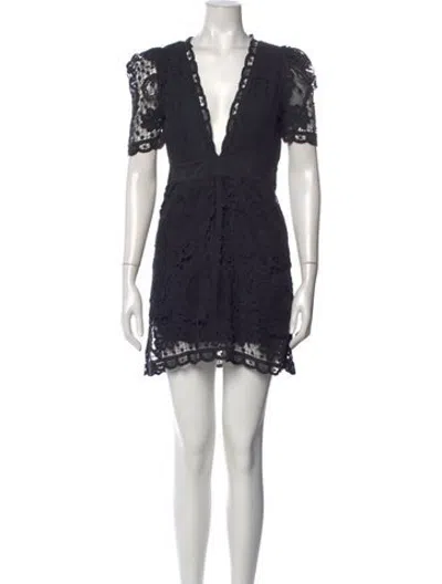 Pre-owned Loveshackfancy Lace Pattern Mini Dress In Black