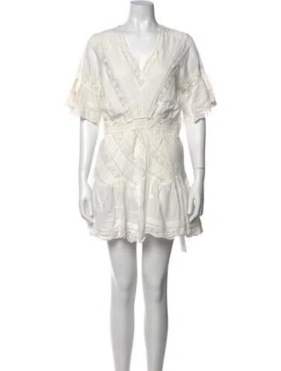 Pre-owned Loveshackfancy Lace Pattern Mini Dress In White