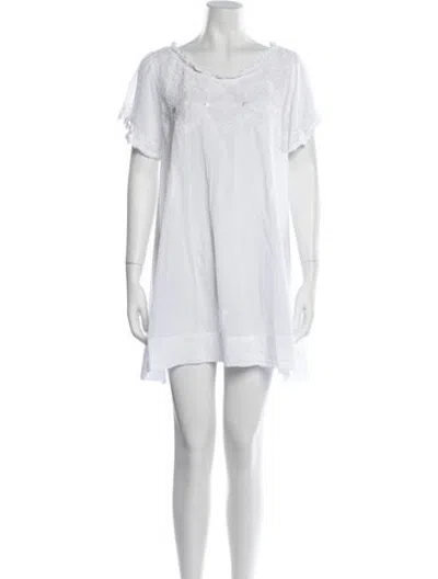 Pre-owned Loveshackfancy Lace Pattern Mini Dress In White