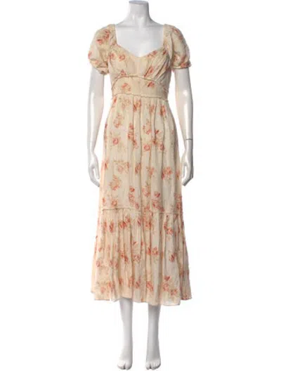 Pre-owned Loveshackfancy Linen Long Dress In Neutrals