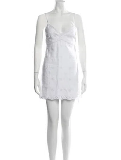 Pre-owned Loveshackfancy Linen Mini Dress W/ Tags In White