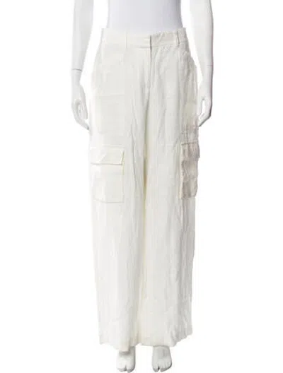 Pre-owned Loveshackfancy Linen Wide Leg Pants In Neutrals/white
