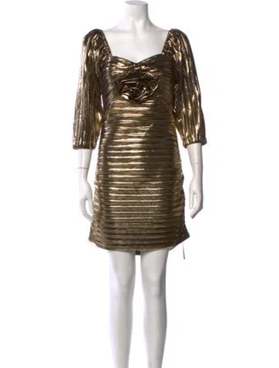 Pre-owned Loveshackfancy Patterned Mini Dress In Gold