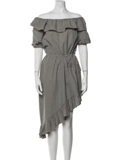Pre-owned Loveshackfancy Plaid Print Midi Length Dress In Black/white