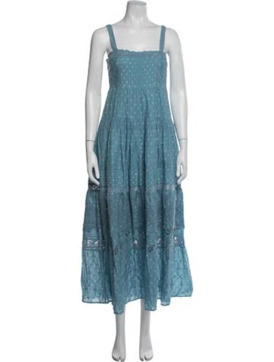 Pre-owned Loveshackfancy Polka Dot Print Long Dress In Blue