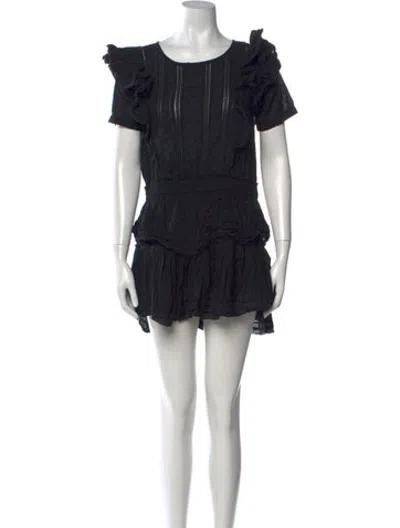 Pre-owned Loveshackfancy Printed Mini Dress In Black