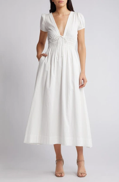 Loveshackfancy Sabela Shirred Waist Maxi Dress In White