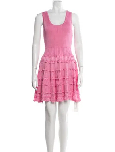 Pre-owned Loveshackfancy Scoop Neck Mini Dress In Pink