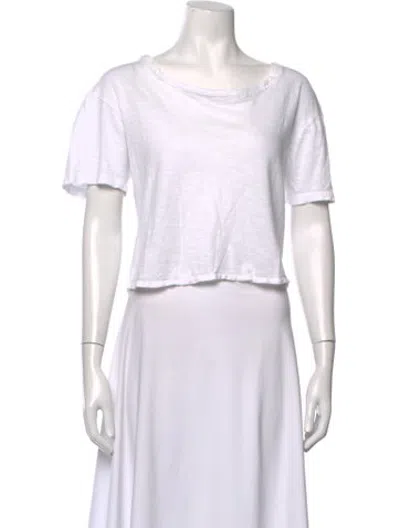 Pre-owned Loveshackfancy Scoop Neck Short Sleeve T-shirt In White